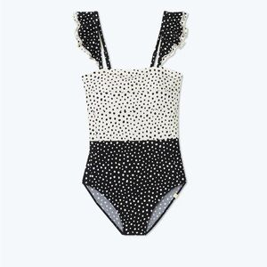 Summersalt Ruffle Oasis Polka Dot Swimsuit - Black and White NWT SZ 8